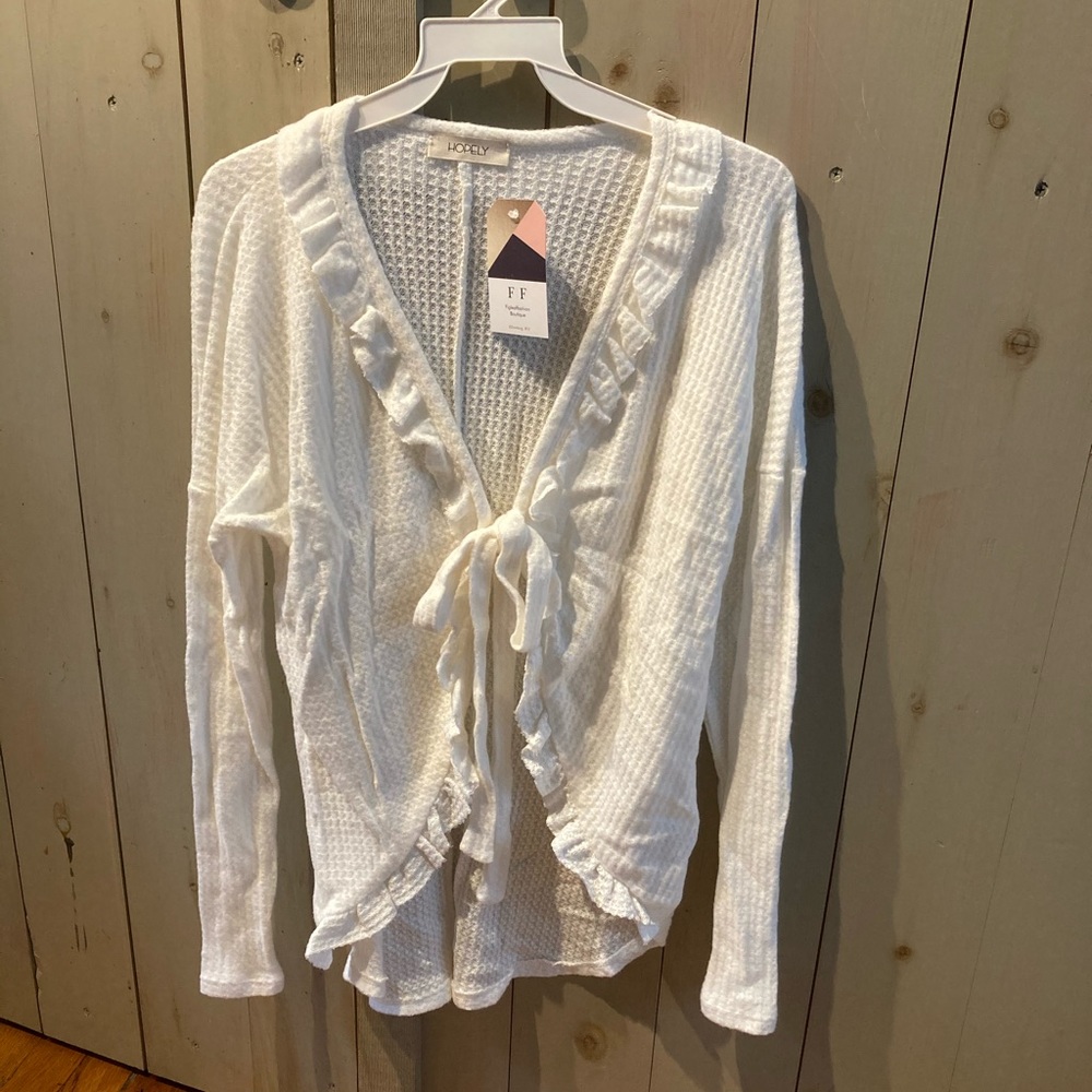 Tie front textured blouse